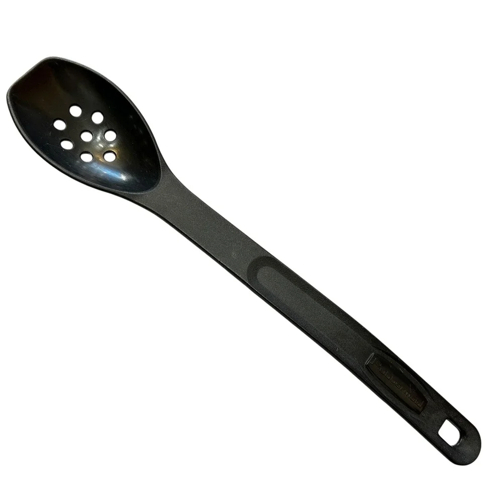 Rubbermaid‎ Black Plastic Slotted Serving Spoon Perforated Basted Nylon 1974